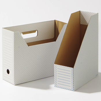 TANOSEE ボックスファイル(ホワイト) A4ヨコ 背幅100mm グレー 1セット(50冊:10冊×5パック)