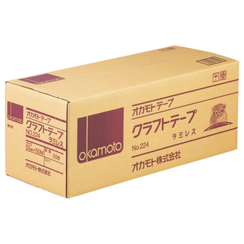 オカモト クラフトテープラミレス No.224 50mm×50m 厚み約0.14mm No.224-50 1セット(50巻)