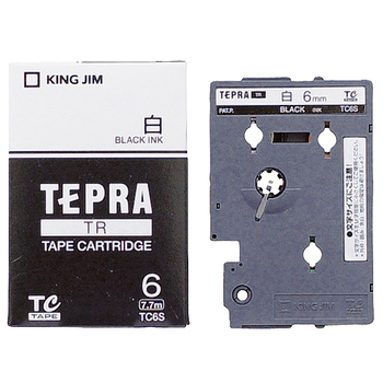 キングジム テプラ TR テープカートリッジ 6mm 白/黒文字 TC6S 1個