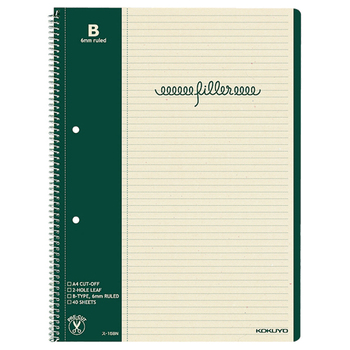 コクヨ フィラーノート(スパイラルとじ) A4 2穴 B罫(マージン罫入) 40枚 ス-15BN 1冊