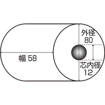 TANOSEE 感熱レジロール紙 ノーマルタイプ 58×80×12mm 75μ 1セット(80巻:5巻×16パック)