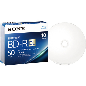 ソニー 録画用BD-R DL 260分 1-4倍速 ホワイトワイドプリンタブル 5mmスリムケース 10BNR2VJPS4 1パック(10枚)