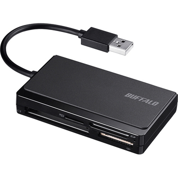 バッファロー USB2.0 マルチカードリーダー/ライター ケーブル収納モデル ブラック BSCR300U2BK 1台