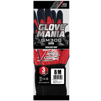 川西工業 グローブマニア ラテックス M レッド GM300R-3P-M 1パック(3双)