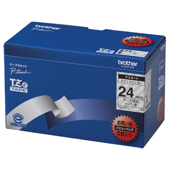 ブラザー ピータッチ TZeテープ ラミネートテープ 24mm 透明/黒文字 業務用パック TZE-151V 1パック(5個)