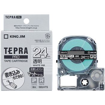 キングジム テプラ PRO テープカートリッジ マットラベル 24mm 透明/白文字 SB24TS 1個
