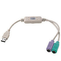 サンワサプライ USB-PS/2コンバータケーブル USB(A)オス-ミニDIN6pinメス×2 USB-CVPS2 1本