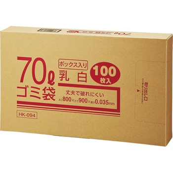 クラフトマン 業務用乳白半透明 メタロセン配合厚手ゴミ袋 70L BOXタイプ HK-094 1箱(100枚)