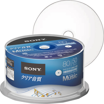 ソニー 録音用CD-R 80分(700MB) ホワイトワイドプリンタブル スピンドルケース 50CRM80HPWP 1パック(50枚)