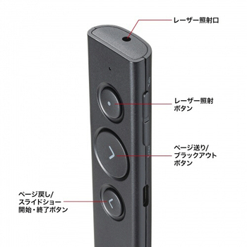 サンワサプライ USB充電式 パワーポインター 赤色光 LP-RF116BK 1本