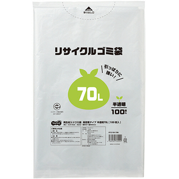 TANOSEE 再生材入りゴミ袋 高密度タイプ 半透明 70L 1セット(500枚:100枚×5パック)