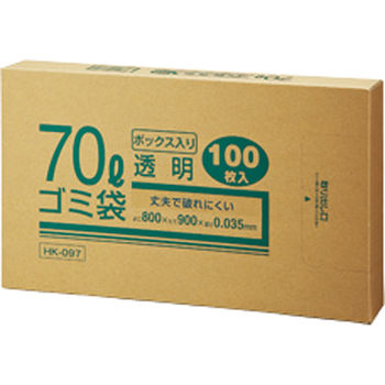 クラフトマン 業務用透明 メタロセン配合厚手ゴミ袋 70L BOXタイプ HK-097 1箱(100枚)