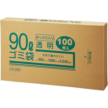 クラフトマン 業務用透明 メタロセン配合厚手ゴミ袋 90L BOXタイプ HK-098 1箱(100枚)