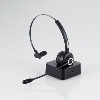 エレコム オーバーヘッドタイプ充電台付Bluetoothヘッドセット ブラック LBT-HSOH14BK 1個