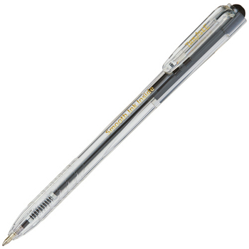 TANOSEE ノック式なめらかインク油性ボールペン グリップなし 0.7mm 黒 (軸色:クリア) 1セット(100本:10本×10パック)