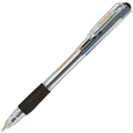 TANOSEE ノック式なめらかインク油性ボールペン グリップ付 0.7mm 黒 (軸色:クリア) 1セット(100本:10本×10パック)