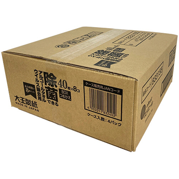 大王製紙 エリエール 除菌できるアルコールタオル ウイルス除去用 ボックスつめかえ用 1セット(1280枚:320枚×4パック)