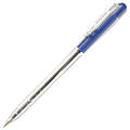 TANOSEE ノック式油性ボールペン 0.7mm 青 (軸色:クリア) 1セット(100本:10本×10パック)