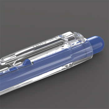 TANOSEE ノック式油性ボールペン 0.7mm 青 (軸色:クリア) 1セット(100本:10本×10パック)
