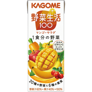 カゴメ 野菜生活100 マンゴーサラダ 200ml 紙パック 1ケース(24本)