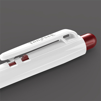 TANOSEE ノック式油性ボールペン 0.7mm 赤 (軸色:白) 1セット(100本:10本×10パック)