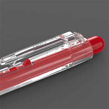 TANOSEE ノック式油性ボールペン グリップ付 0.7mm 赤 (軸色:クリア) 1セット(100本:10本×10パック)