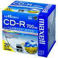 マクセル データ用CD-R 700MB 2-48倍速 ホワイトワイドプリンタブル 5mmスリムケース CDR700S.WP.S1P20S 1パック(20枚)