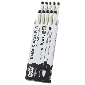 TANOSEE ノック式油性ボールペン グリップ付 0.7mm 黒 (軸色:白) 1セット(100本:10本×10パック)