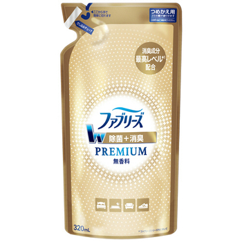 P&G ファブリーズ ダブル除菌+消臭 プレミアム 無香料 つめかえ用 320ml 1個