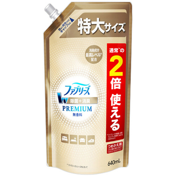 P&G ファブリーズ ダブル除菌+消臭 プレミアム 無香料 つめかえ用 特大 640ml 1個