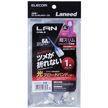 エレコム ツメ折れ防止スーパースリムLANケーブル Cat6A準拠 ブルー 3m RoHS指令準拠(10物質) LD-GPASST/BU30 1本