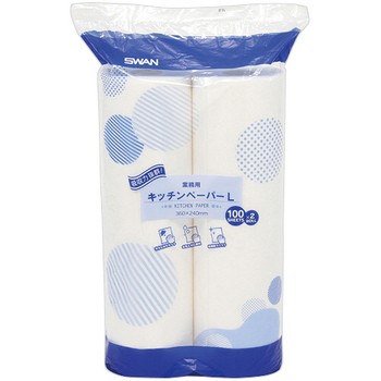 SWAN 業務用 キッチンペーパー L 100カット/ロール 1パック(2ロール)