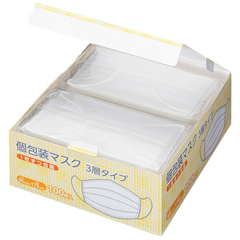 クラフトマン 3層不織布マスク 個包装タイプ S-013 1箱(100枚)