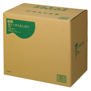 TANOSEE 紙エンボスおしぼり 丸型 1パック(1200枚)