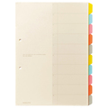 コクヨ カラー仕切カード(ファイル用・10山見出し) A4タテ 2穴 5色+扉紙 シキ-130N 1セット(25組:5組×5パック)