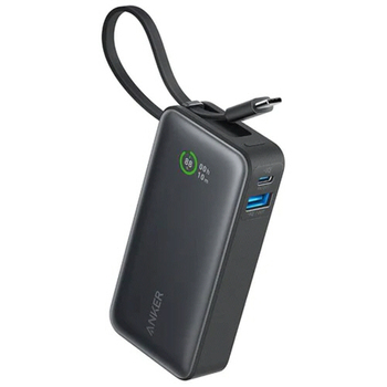 アンカージャパン USB-Cケーブル一体型 モバイルバッテリー Anker Nano Power Bank 30W ブラック A1259N11 1個