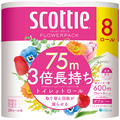日本製紙クレシア スコッティ フラワーパック 3倍長持ち ダブル 芯あり 75m 香り付き 1セット(48ロール:8ロール×6パック)