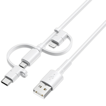 ハイディスク Lightning microUSB Type-Cケーブル 1m ホワイト 高速充電2.4A対応 HD-3IN1MLC1WH 1本