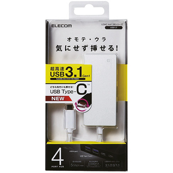 エレコム USB Type-Cコネクタ搭載USBハブ ホワイト U3HC-A412BWH 1個