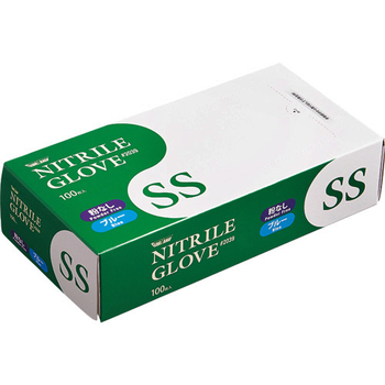 川西工業 ニトリル 使いきり極薄手袋 粉なし ブルー SS #2039 1セット(3000枚:100枚×30箱)