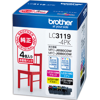 ブラザー インクカートリッジ 4色パック 大容量 LC3119-4PK 1箱(4個:各色1個)