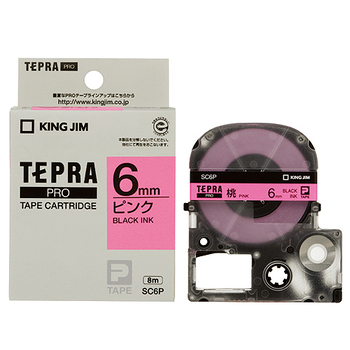キングジム テプラ PRO テープカートリッジ パステル 6mm ピンク/黒文字 SC6P 1個