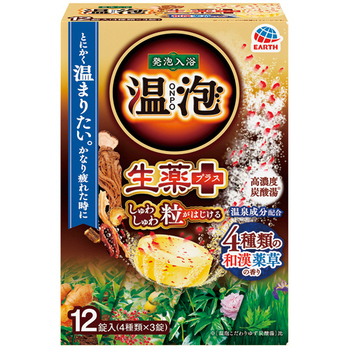 アース製薬 温泡 ONPO 生薬プラス 和漢薬草の香り 45g/錠 1箱(12錠:4種類×3錠)