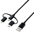 エレコム 3in1スマートフォン用USBケーブル ブラック 1.2m RoHS指令準拠(10物質) MPA-AMBLCAD12BK 1本