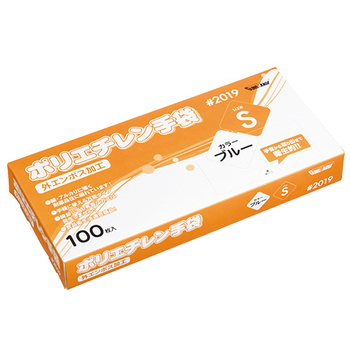 川西工業 ポリエチレン手袋 #2019 外エンボス ブルー S 1箱(100枚)