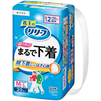 花王 リリーフ パンツタイプ まるで下着 2回分 ホワイト M-L 1パック(20枚)