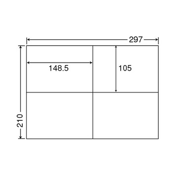 東洋印刷 ナナコピー シートカットラベル マルチタイプ A4 4面 148.5×105mm C4i 1箱(500シート:100シート×5冊)