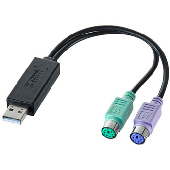 サンワサプライ USB-PS/2変換コンバータ USB(A)オス-ミニDIN6pinメス×2 USB-CVPS6 1本