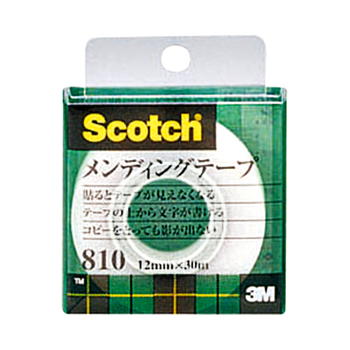 3M スコッチ メンディングテープ 810 小巻 12mm×30m クリアケース入 810-1-12C 1セット(10巻)