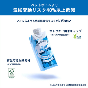 ハバリーズ HAVARYS JAPAN NATURAL WATER 330mL 紙パック 1ケース(12本)